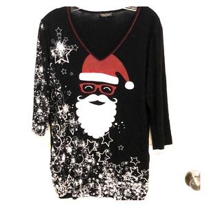 Sparkly Santa Claus Top 1X